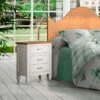 Mesa De Noche Madera De Pino Con 3 Cajones AMBERES -Demarques Tienda mesa de noche amberes con 3 cajones