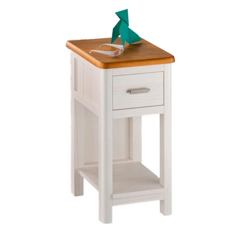 Mesa De Noche Estrecha Madera Con 1 Cajon Y Estante CERDEÑA 3 Mesa De Noche Estrecha Madera Con 1 Cajon Y Estante CERDEÑA