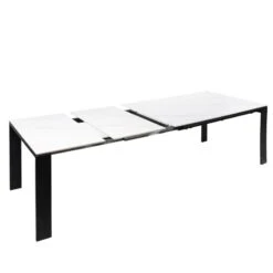 Mesa 2 Extensiones Porcelanico Blanco 140x90 Patas Negras JANET -Demarques Tienda mesa extensible janet 140x90 tapa porcelanico blanco patas negras 4