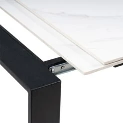 Mesa 2 Extensiones Porcelanico Blanco 140x90 Patas Negras JANET -Demarques Tienda mesa extensible janet 140x90 tapa porcelanico blanco patas negras 6