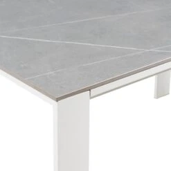 Mesa 2 Extensiones Porcelanico Gris 140x90 Patas Blancas JANET -Demarques Tienda mesa extensible janet 140x90 tapa porcelanico gris patas blancas 8