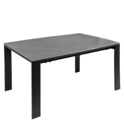 Mesa 2 Extensiones Porcelanico Gris 140x90 Patas Negras JANET