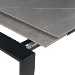 Mesa 2 Extensiones Porcelanico Gris 140x90 Patas Negras JANET -Demarques Tienda mesa extensible janet 140x90 tapa porcelanico gris patas negras 7