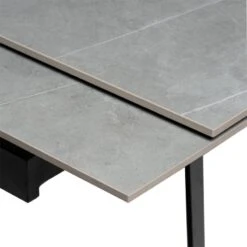 Mesa Extensible Porcelanico Gris Y Patas Metalicas Negras KELLY -Demarques Tienda mesa extensible kelly 160x90 tapa porcelanico gris patas negras 5