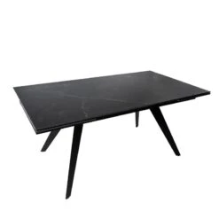 Mesa Extensible Porcelanico Negro Y Patas Metalicas Negras KELLY