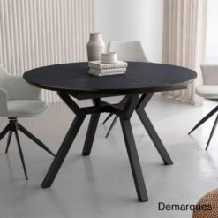 Mesa Extensible Redonda Comedor LAREDO Melamina Diseño Piedra