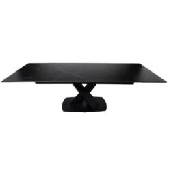 Mesa Extensible Porcelanico Negro 180x90 Patas Negras VALERI -Demarques Tienda mesa extensible valeri 180x90 tapa porcelanico negra patas negras 3