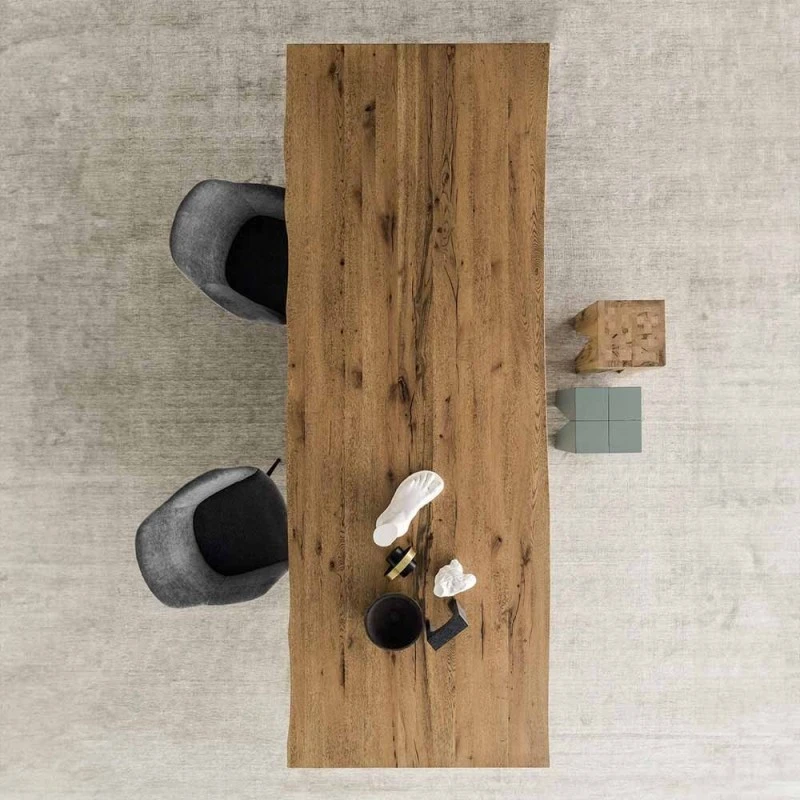 Mesa Madera Maciza Roble Envejecido Pata Cristal MASTER WALL V 5 Mesa Madera Maciza Roble Envejecido Pata Cristal MASTER WALL V - Imagen 3