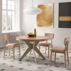 Mesa Redonda Extensible Con Pata Metalica MONACO -Demarques Tienda mesa redonda extensible con pata metalica monaco 1