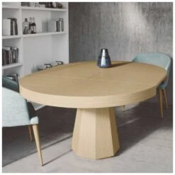 Mesa Redonda Extensible Con Pie Central OSLO