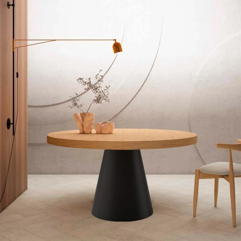 Mesa Redonda Extensible Pie Central HAYON 4 Mesa Redonda Extensible Pie Central HAYON - Imagen 2