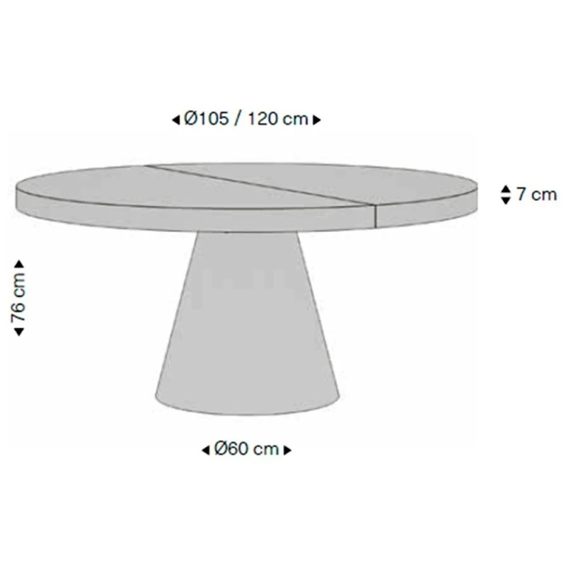 Mesa Redonda Extensible Pie Central HAYON 7 Mesa Redonda Extensible Pie Central HAYON - Imagen 5