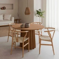 Mesa Redonda Madera De Roble Y Pata Central LORENZA