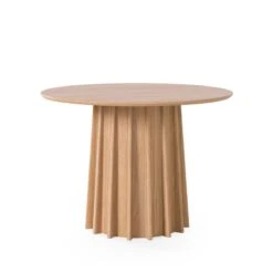 Mesa Redonda Madera De Roble Y Pata Central LORENZA -Demarques Tienda mesa redonda roble 100 cm lorenza 3