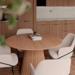 Mesa Redonda Madera De Roble 100 Cm NAYLA