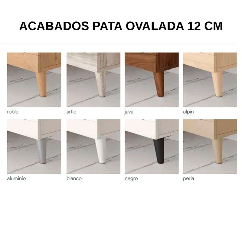 Mesita De Noche 2 Cajones, Patas Ovaladas, Tirador Mini PARIS I 5 Mesita De Noche 2 Cajones, Patas Ovaladas, Tirador Mini PARIS I - Imagen 3