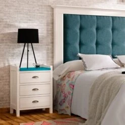 Mesita De Noche De Madera Con 3 Cajones VERONA