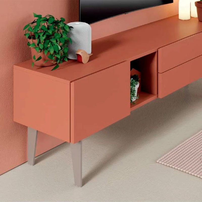 Mueble De Tv 180 Cm Lacado Terracota - COMPACT 4 Mueble De Tv 180 Cm Lacado Terracota - COMPACT - Imagen 2
