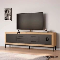 Mueble De Tv 200 Cm 2 Puertas + 2 Cajones MILAN I -Demarques Tienda mueble de tv 200 cm 2 puertas 2 cajones milan 2