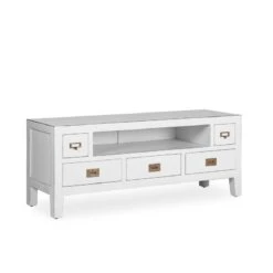 Mueble Tv Blanco 125 Cm 3 Cajones Y 1 Hueco EVEREST