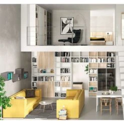 MUSS - SALON NORDICO CON LIBRERIA MODULAR