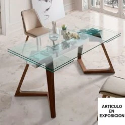 Mesa De Comedor De Cristal Extensible NIL