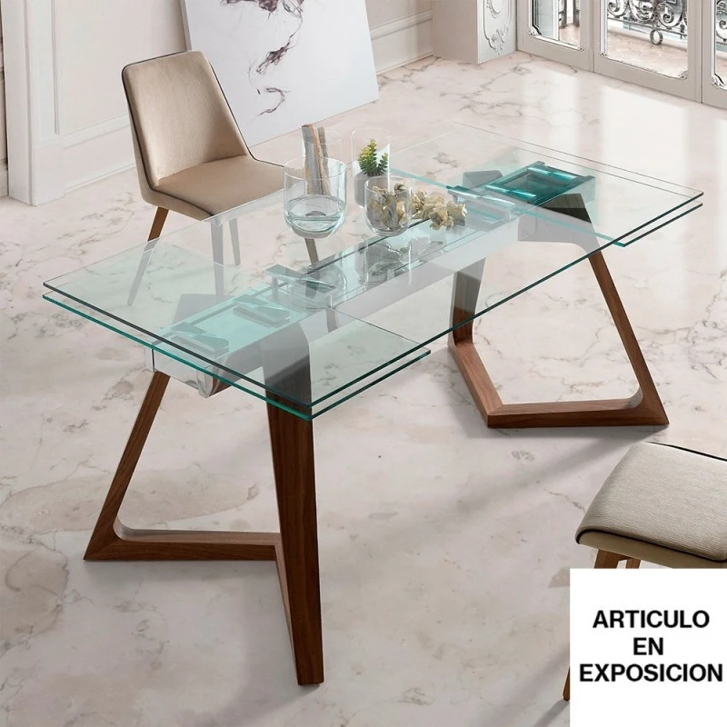 Mesa De Comedor De Cristal Extensible NIL 3 Mesa De Comedor De Cristal Extensible NIL