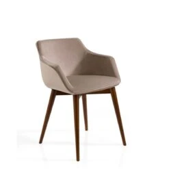 Jax - Silla De Comedor Tapizada Con Reposabrazos Y Patas Madera Conicas -Demarques Tienda nacher silla de comedor tapizada con brazos jax patas conicas 1