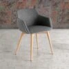 Jax - Silla De Comedor Tapizada Con Reposabrazos Y Patas Madera Conicas -Demarques Tienda nacher silla de comedor tapizada con brazos jax patas conicas