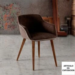 Silla Tapizada Con Reposabrazos Y Patas De Madera Cuadradas JAX B