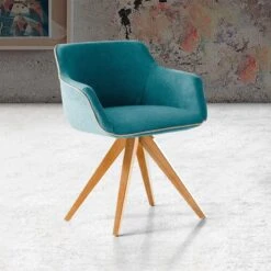 Jax - Silla De Comedor Tapizada Con Patas Centrales De Madera