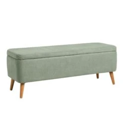 Banqueta Tapizada Menta Patas De Madera ZURICH