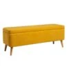 Banqueta Tapizada Mostaza Patas De Madera ZURICH -Demarques Tienda nitra banqueta tapizada mostaza patas de madera