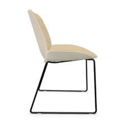 NUEZ - SILLA PATAS METALICAS PATIN ASIENTO Y RESPALDO TAPIZADO -Demarques Tienda nuez silla patas metalicas patin asiento y respaldo tapizado 2