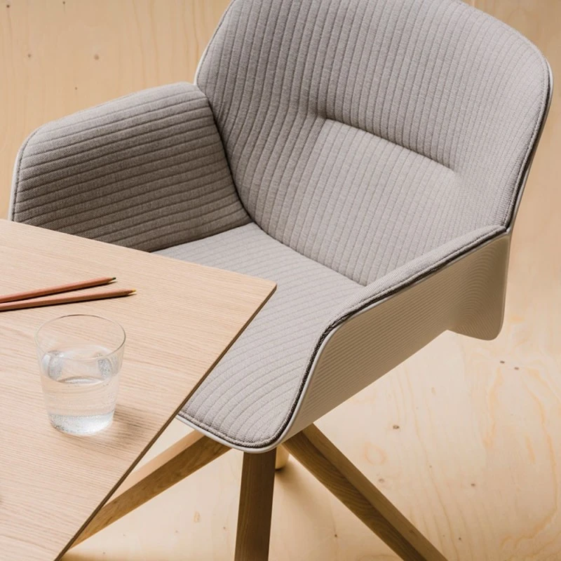 NUEZ - SILLON GIRATORIO PATAS CENTRALES MADERA ASIENTO Y RESPALDO TAPIZADO 4 NUEZ - SILLON GIRATORIO PATAS CENTRALES MADERA ASIENTO Y RESPALDO TAPIZADO - Imagen 2