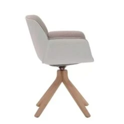 NUEZ - SILLON GIRATORIO PATAS CENTRALES MADERA ASIENTO Y RESPALDO TAPIZADO 11 NUEZ - SILLON GIRATORIO PATAS CENTRALES MADERA ASIENTO Y RESPALDO TAPIZADO -Demarques Tienda nuez sillon giratorio con patas centrales madera andreu world 4