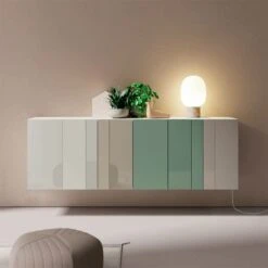 Aparador Suspendido Con Puertas De Cristal Lacado ON