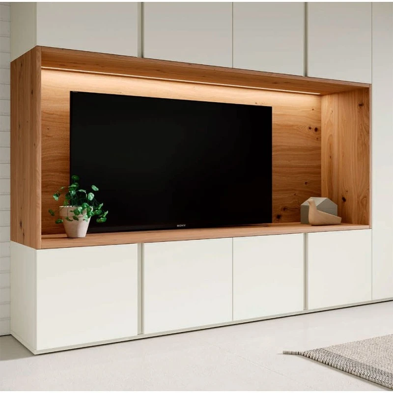 ON - BOISERIE MODERNA EN LACADO PERLA MATE Y ROBLE TOSTADO 4 ON - BOISERIE MODERNA EN LACADO PERLA MATE Y ROBLE TOSTADO - Imagen 2