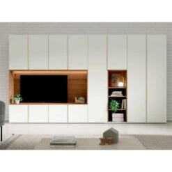 ON - BOISERIE MODERNA EN LACADO PERLA MATE Y ROBLE TOSTADO