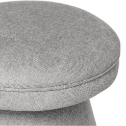 Puff Redondo Tapizado Tela Color Gris ALBIN -Demarques Tienda puff redondo tapizado tela color gris albin 2