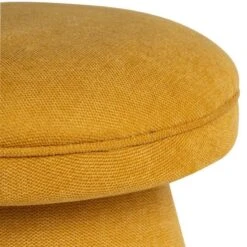 Puff Redondo Tapizado Tela Color Mostaza ALBIN -Demarques Tienda puff redondo tapizado tela color mostaza albin 2