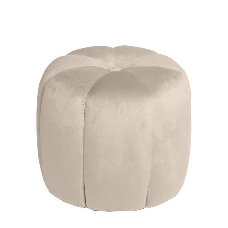 Puff Redondo Tapizado Terciopelo Beige BERTO 4 Puff Redondo Tapizado Terciopelo Beige BERTO - Imagen 2