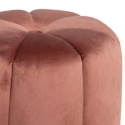 Puff Redondo Tapizado Terciopelo Rosa BERTO -Demarques Tienda puff redondo tapizado terciopelo rosa berto 2
