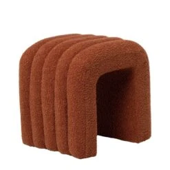 Puff Tapizado En Tela Borreguito Color Terracota EDY