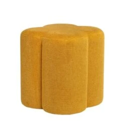 Puff Tapizado Tela Color Mostaza ARTUR