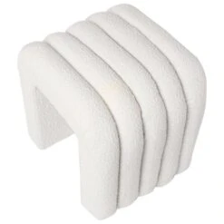 Puff Tapizado En Tela Borreguito Color Blanco EDY -Demarques Tienda sendai puff tapizado en tela borreguito color blanco 3