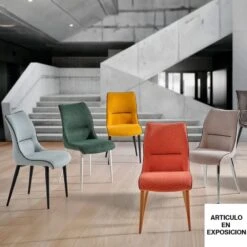 Silla Tapizada Tela Belfast Y Patas Metalicas BEA