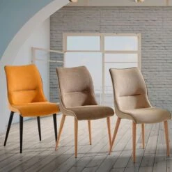 Silla Tapizada En Tela Brido Y Patas Metalicas BEA