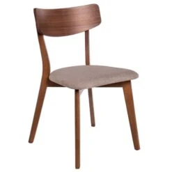 Silla De Comedor De Madera Nogal Con Asiento Tapizado KEIRA