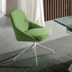 Silla De Comedor Giratoria Tapizada Con Patas Metalicas ABBY B -Demarques Tienda silla de comedor tapizada abby b 1